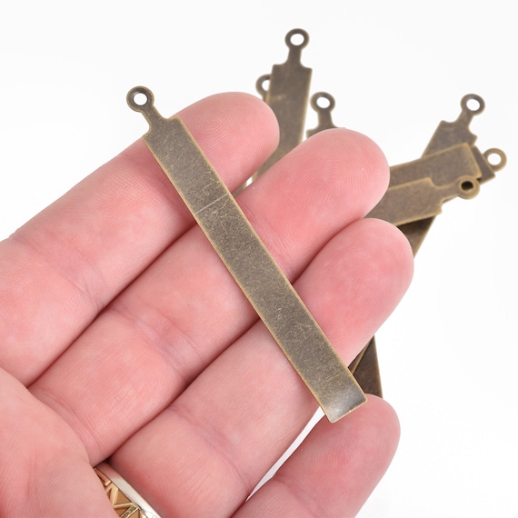 10 Distressed Brass Stamping Blanks Bronze Bar Charms RECTANGLE
