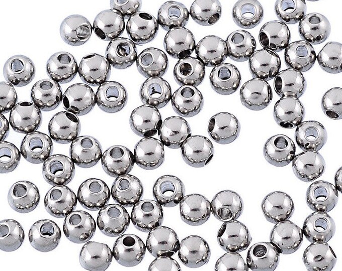 3mm Round Stainless Steel Beads, Smooth Seamless, 50 Beads Bme0335 Etsy