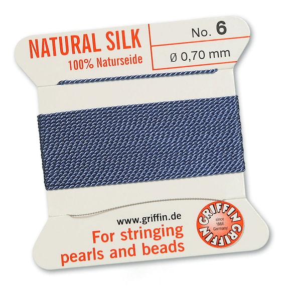 Griffin 100% Natural Silk Bead Cord #6 Dark Blue, Cor0207