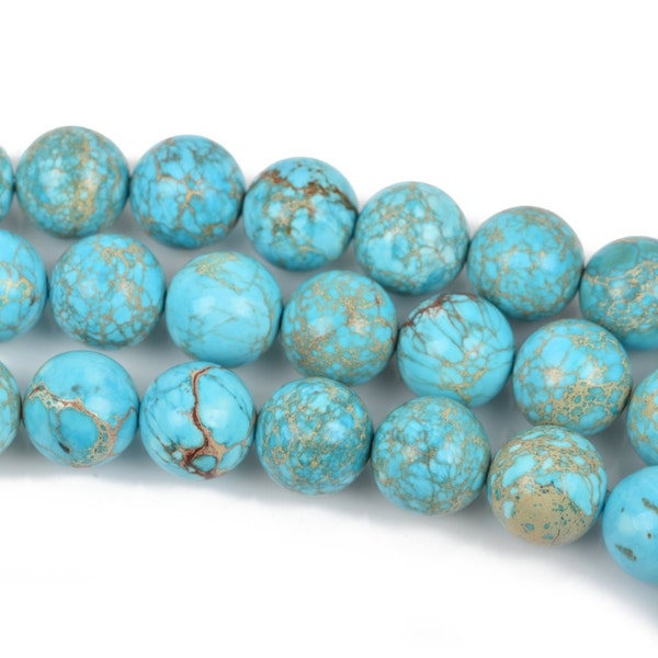 12mm Turquoise Blue VARISCITE Beads, Smooth Round Beads, Round Gemstone Beads, full strand, 33 beads per strand, gms0033
