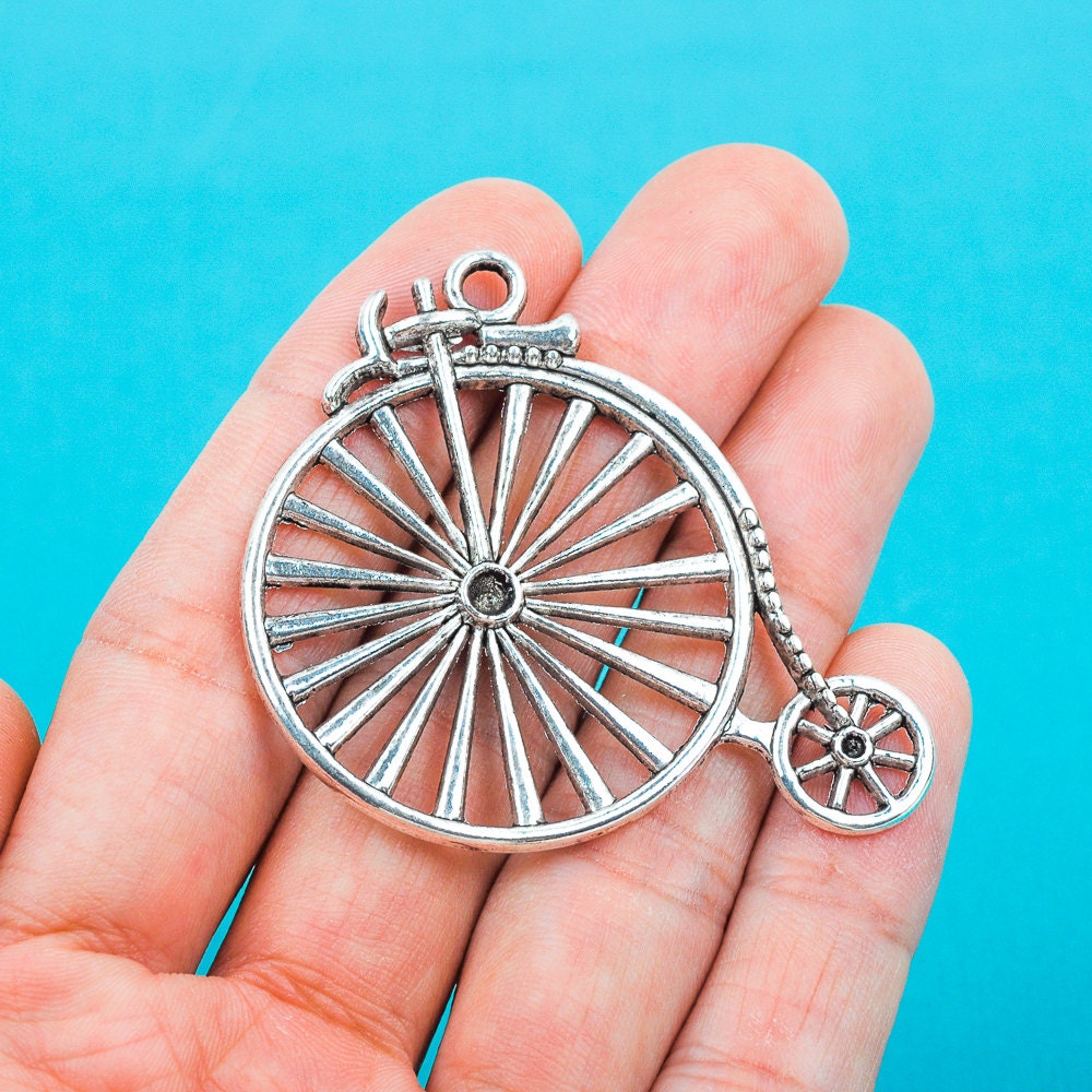 2 Silver Pewter PENNY FARTHING Old Fashioned BICYCLE Charm 2 Silver Pewter PENNY FARTHING Old Fashioned BICYCLE Charm