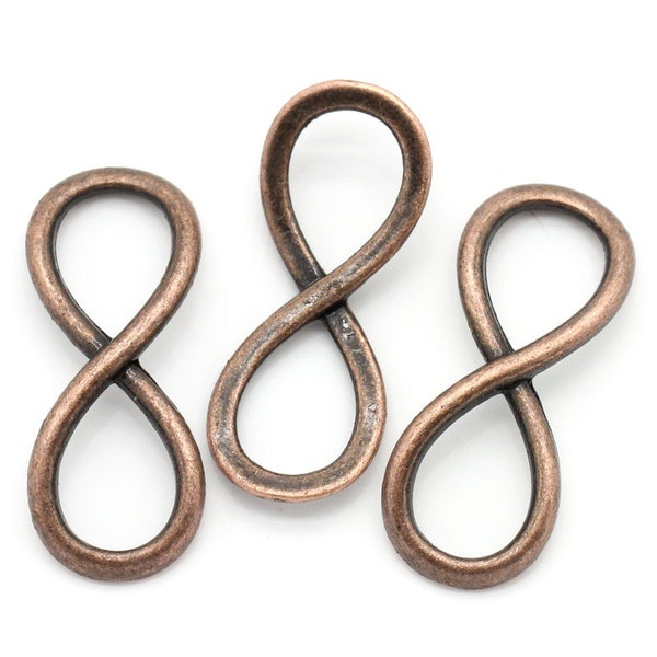 20 INFINITY SYMBOL Antiqued COPPER Metal Charm Connectors  25x10mm chc0009