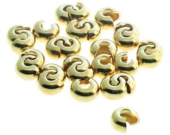36 pcs 3mm Crimp Bead Covers, Gold Plated, fin1188a