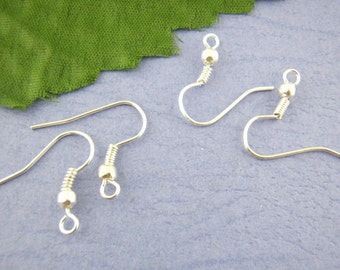 20 Bright SILVER PLATED French Hook Earrings Ear Wires (10 pairs) fin0150a