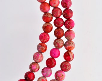 6mm Round PINK Aqua Terra Jasper Beads, Impression Jasper  full strand  gja0006