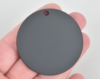 5 BLACK Acrylic 2" Circle Charms, opaque key chain blanks round, Lca0665a