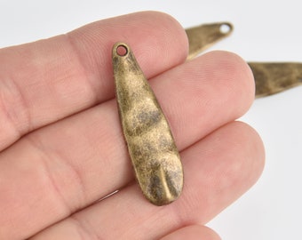 6 Bronze Triangle Charms, Drop Pendants, 1-1/2" long, chs6874