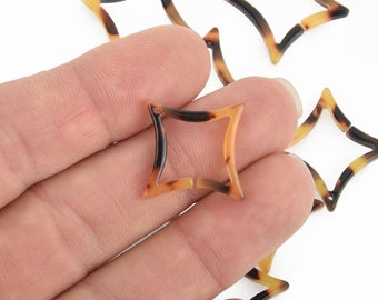 10 Resin Drop Charms, Faux Tortoise Shell, Diamond Square Shape 1