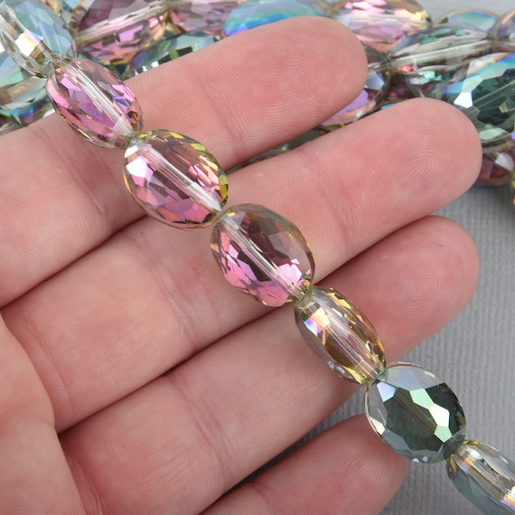 16mm NORTHERN LIGHTS AB Oval Crystal Glass Beads x16 beads bgl1763