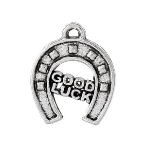 10 Antique Silver GOOD LUCK Horseshoe Charm Pendants  chs1398