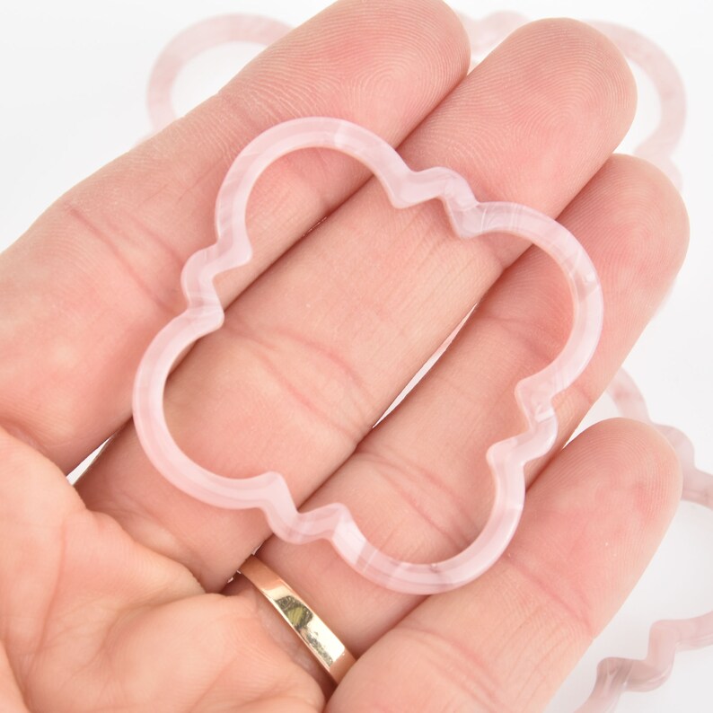 4 Acrylic Clover Flower Charms BLUSH PINK Terrazzo 2 chs5815
