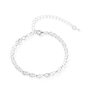 3 Silver Rolo Bracelet Blanks, 8.25&quot; long with extender chain, fch1213a