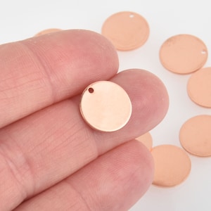 5 CIRCLE Copper Metal Stamping Blanks, WITH hole, 1/2&quot;  18 gauge msb0519