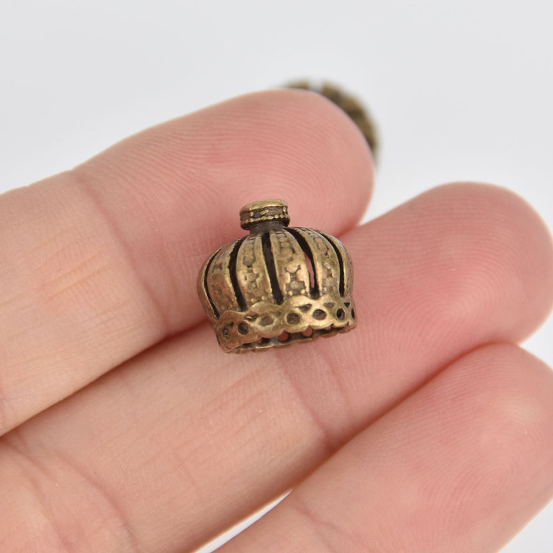 6 Bronze Crown Bead Caps bme0702 18x12mm filigree