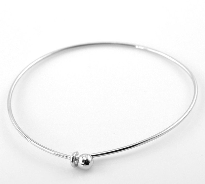 8-12 long 4 Silver Tone Metal BANGLE Charm Bracelets fin0017 22 cm long
