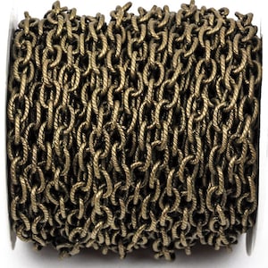 15 meters Bronze Cable Chain, Oval Links are 9x6mm unsoldered, rope design texture, fch0226b