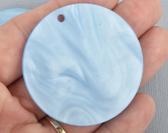 5 BLUE PEARL ACRYLIC 2" Circle Keychain Blanks Laser Cut Acrylic Blanks Disc Lca0581