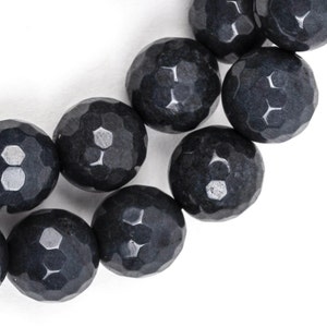 8mm Round Faceted Dark BLUE GREY JADE Gemstone Beads, full strand gjd0075
