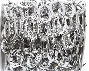 1 yard Silver Oval Hammered Link Chain, links are 21x14mm  fch0350