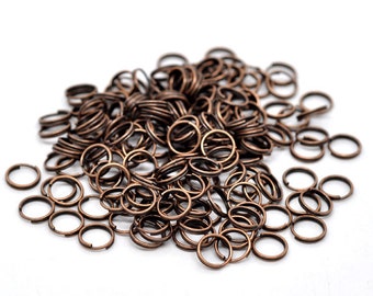 50 Copper Double Loops Split Rings Open Jump Rings  7mm outer diameter, jum0050a