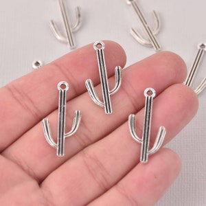 10 Silver CACTUS Charms, Metal, chs8050