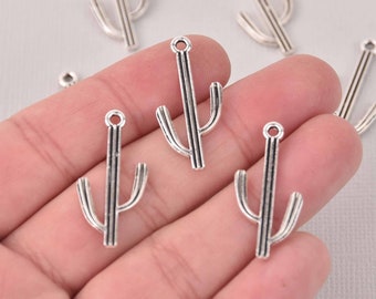 10 Silver CACTUS Charms, Metal, chs8050