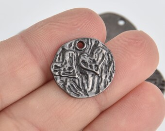 8 Gunmetal Heart Charms, Valentines Day, 20mm, chs6786