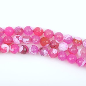 8mm Round STRAWBERRY PINK AGATE Beads, round faceted gemstone, full strand, about 49 beads, gag0225