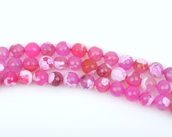 8mm Round STRAWBERRY PINK AGATE Beads, round faceted gemstone, full strand, about 49 beads, gag0225