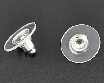 Earring Backs for post earrings . ear nuts . disc style . 50 pieces (25 pairs)  fin0301a