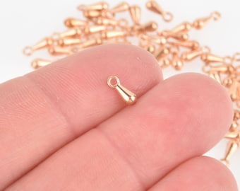 50 Rose Gold Metal FINIAL DROPS Tag Charms for necklace/bracelet ends  7mm chs5906