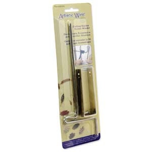 May include: Artistic Wire earring-making tool kit on a yellow and white card. The kit includes a silver-colored wire tool, a gold-colored wire tool, and a silver-colored hook. The card has the text "Artistic Wire" and instructions.
