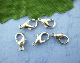 100 pcs Antique SILVER Tone Lobster Clasps . 12mm x 6mm  fcl0036