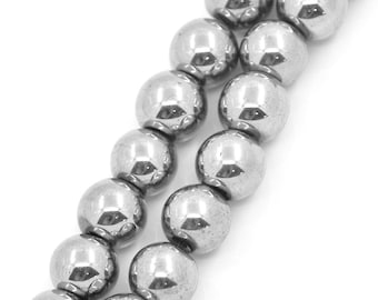 6mm Round SILVER HEMATITE Gemstone Beads, full strand ghe0017