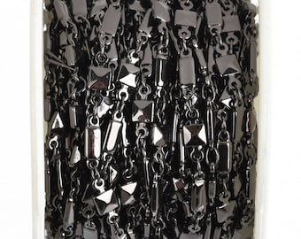 1 yard GUNMETAL Black Bead Chain, SQUARE RECTANGLE Cable Link Chain, brass chain, 4mm links, fch0824a
