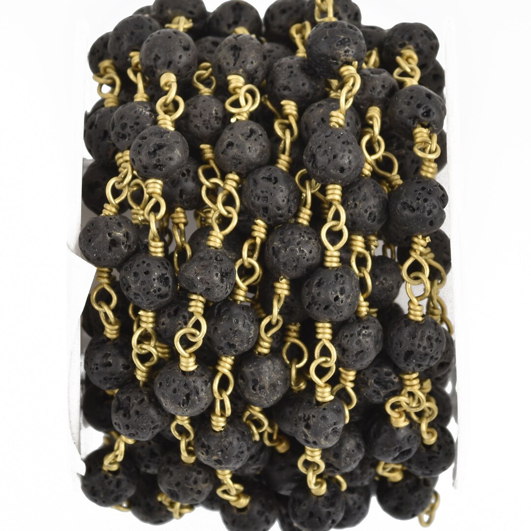1 Yard BLACK LAVA STONE Rosary Chain Gold Wire 6mm Gemstone Fch0900a - Etsy