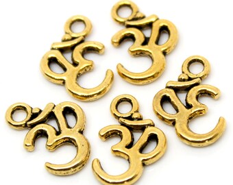 12 Gold Tone OM SYMBOL YOGA Charm Pendants chg0064