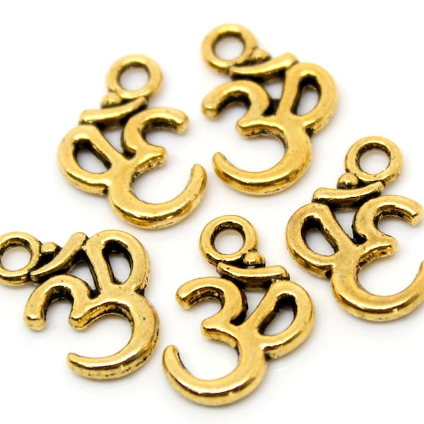 12 Gold Tone OM SYMBOL YOGA Charm Pendants chg0064