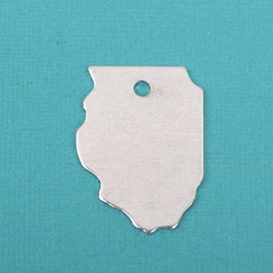10 ALUMINUM ILLINOIS STATE Stamping Blanks, Shape of State, Design Metal Stamping Blanks, 35x25mm, 18 gauge, msb0312
