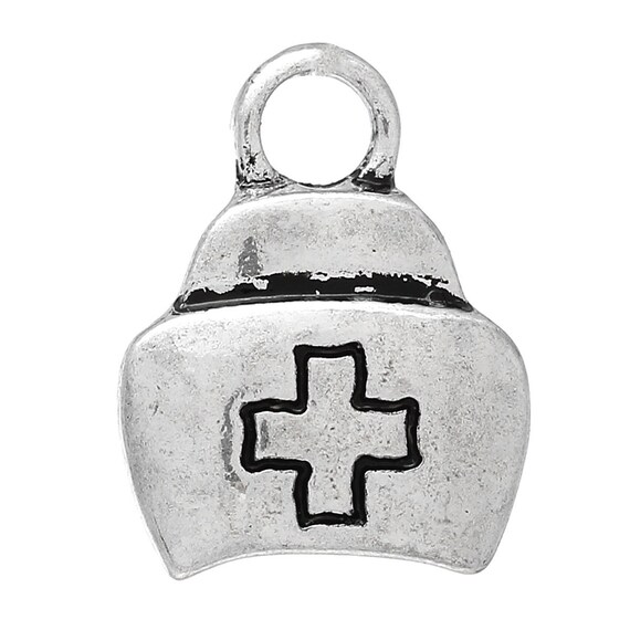 10 NURSE HAT Charm Pendants antique silver tone metal nurse Etsy