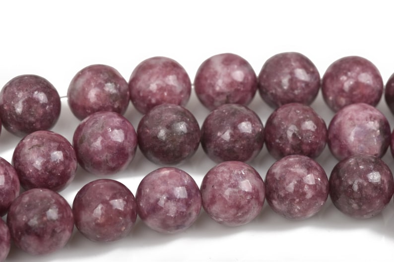 12mm LILAC PURPLE LEPIDOLITE Round Gemstone Beads full strand gms0028 about 33 beads