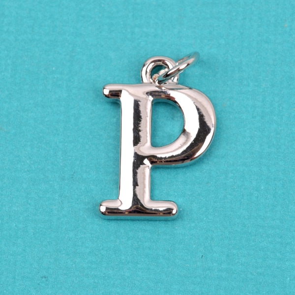 4 RHO Letter P Silver Plated Charms, Greek Letter . Sorority Sister .  Silver Plated Pendant, 3/4" tall, includes jump ring, chs2208