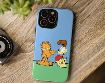 Coque Silicone 3D Garfield Pour IPhone 16 / Pro / Max - Orange - Support Inclus