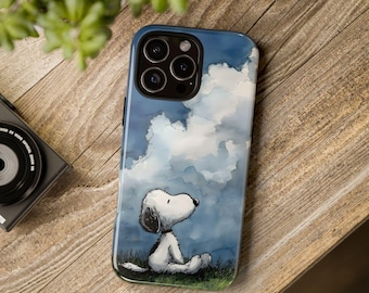 Snoopy watercolor phone case, Cartoon tough cover compatible with Iphone 17 16 15 14 13 12 11 X 8 Samsung and google pixel