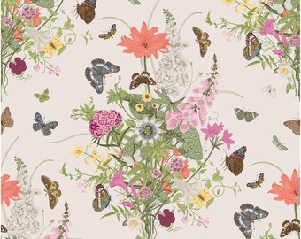 Vintage Botanical Butterfly Seamless Pattern | Spring Floral Wallpaper | Floral Wedding Dance Floor Decal (Digital Design)