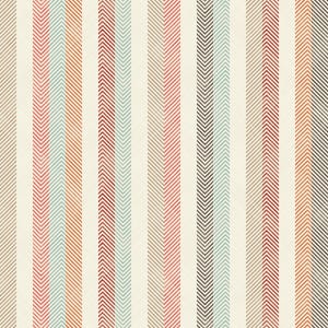 May include: A seamless pattern featuring vertical stripes in a herringbone design. The stripes alternate in color, including beige, red, orange, teal, and brown, creating a textured and visually appealing design. The background is off-white.