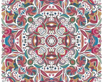 Wunderliches abstraktes Mandala-Muster | Bunte Volkskunst Digitales Papier | Perserteppich Digitales Papier (Digital Download)