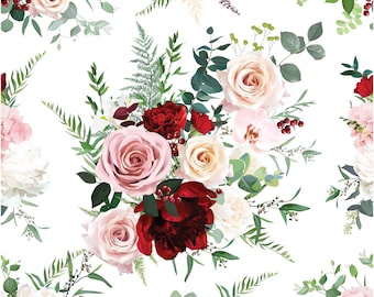 Vintage Floral Digital Design | Romantic Wedding Decor | Seamless Pattern (Digital File)