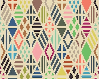 Buntes geometrisches Patchwork-nahtloses Muster | Modernes abstraktes digitales Papier | Design für Tapete | Farbenfrohes Boho-Muster (Digitale Datei)