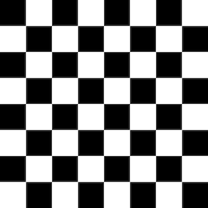 Könnte beinhalten: Ein schwarz-weißes Schachbrettmuster, das aus gleichmäßig großen Quadraten besteht. Das abwechselnde Muster erzeugt ein gitterartiges Design, wobei jedes Quadrat eine Volltonfarbe hat. Das Muster ist ein klassisches Designelement.